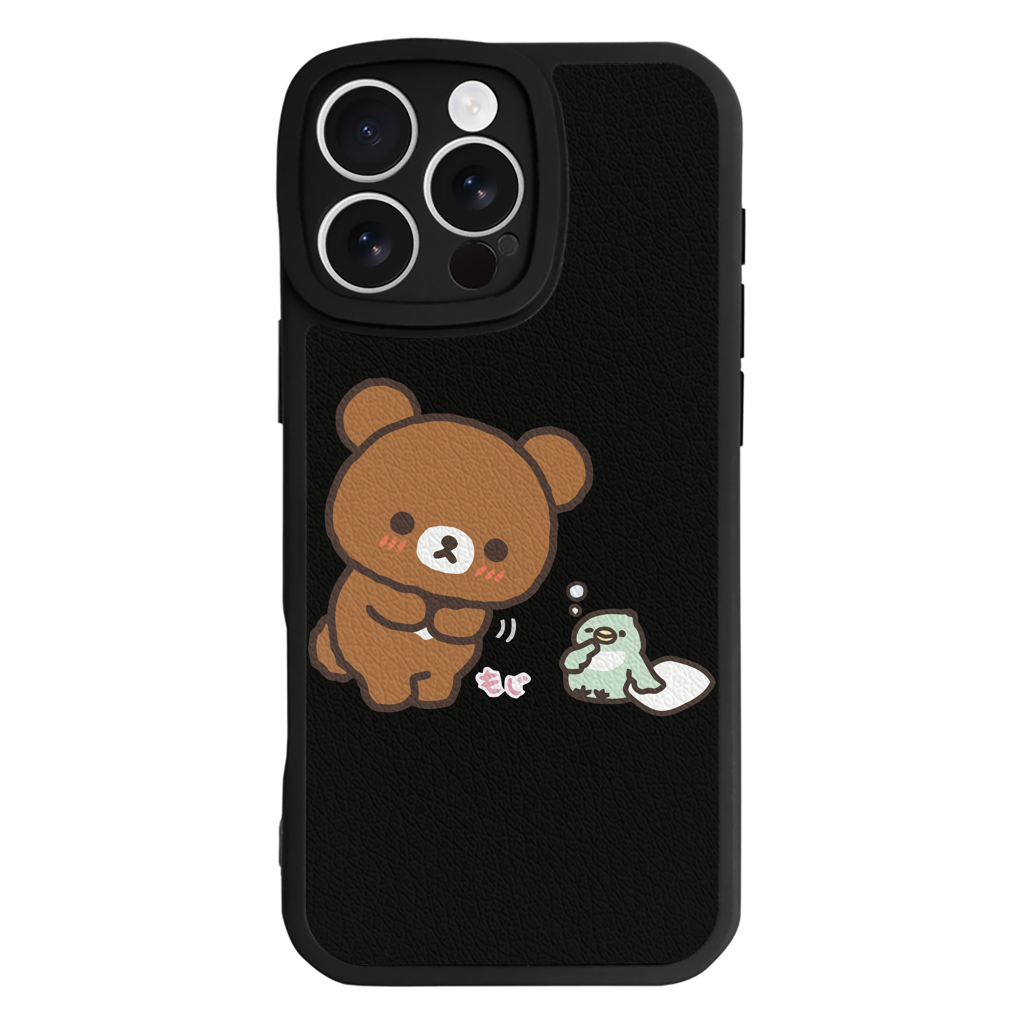 （画像用） リラックマ リラックマ キイロイトリ Rilakkuma Korilakkuma Kiiroitori 【iPhone 16シリーズ対応】シリコンスマホケース（レザー調） 材質：シリコン
